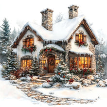Load image into Gallery viewer, Diamond Painting - Full Round - Snowy house (30*30CM)
