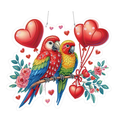 Acrylic Special Shape Valentines Day Flowers Birds DIY Diamond Art Pendant