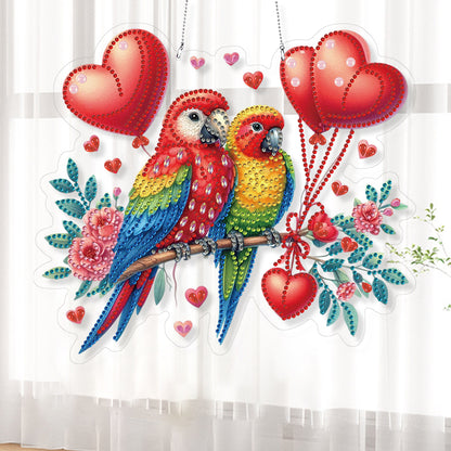 Acrylic Special Shape Valentines Day Flowers Birds DIY Diamond Art Pendant