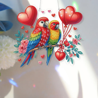 Acrylic Special Shape Valentines Day Flowers Birds DIY Diamond Art Pendant