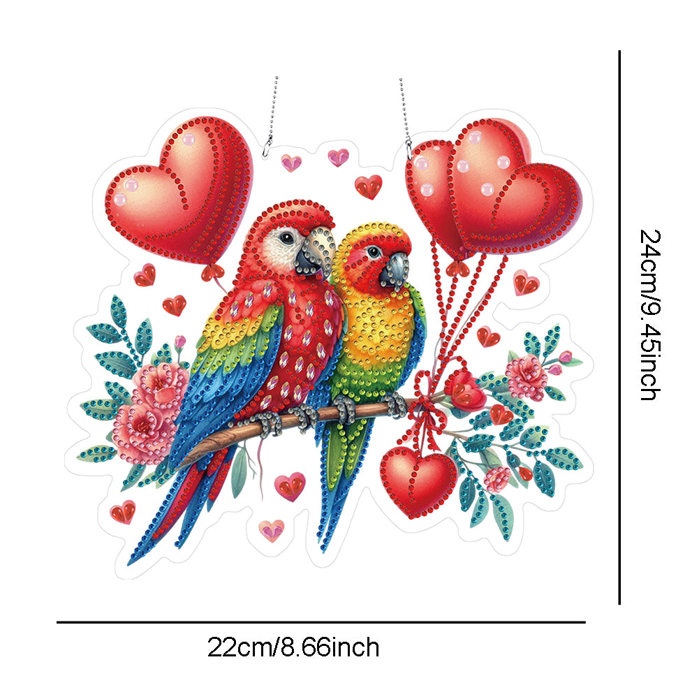 Acrylic Special Shape Valentines Day Flowers Birds DIY Diamond Art Pendant