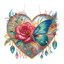 Load image into Gallery viewer, Acrylic Special Shape Rose Butterfly DIY Diamond Painting Hanging Pendants
