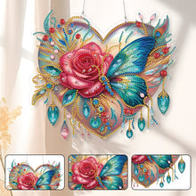 Load image into Gallery viewer, Acrylic Special Shape Rose Butterfly DIY Diamond Painting Hanging Pendants
