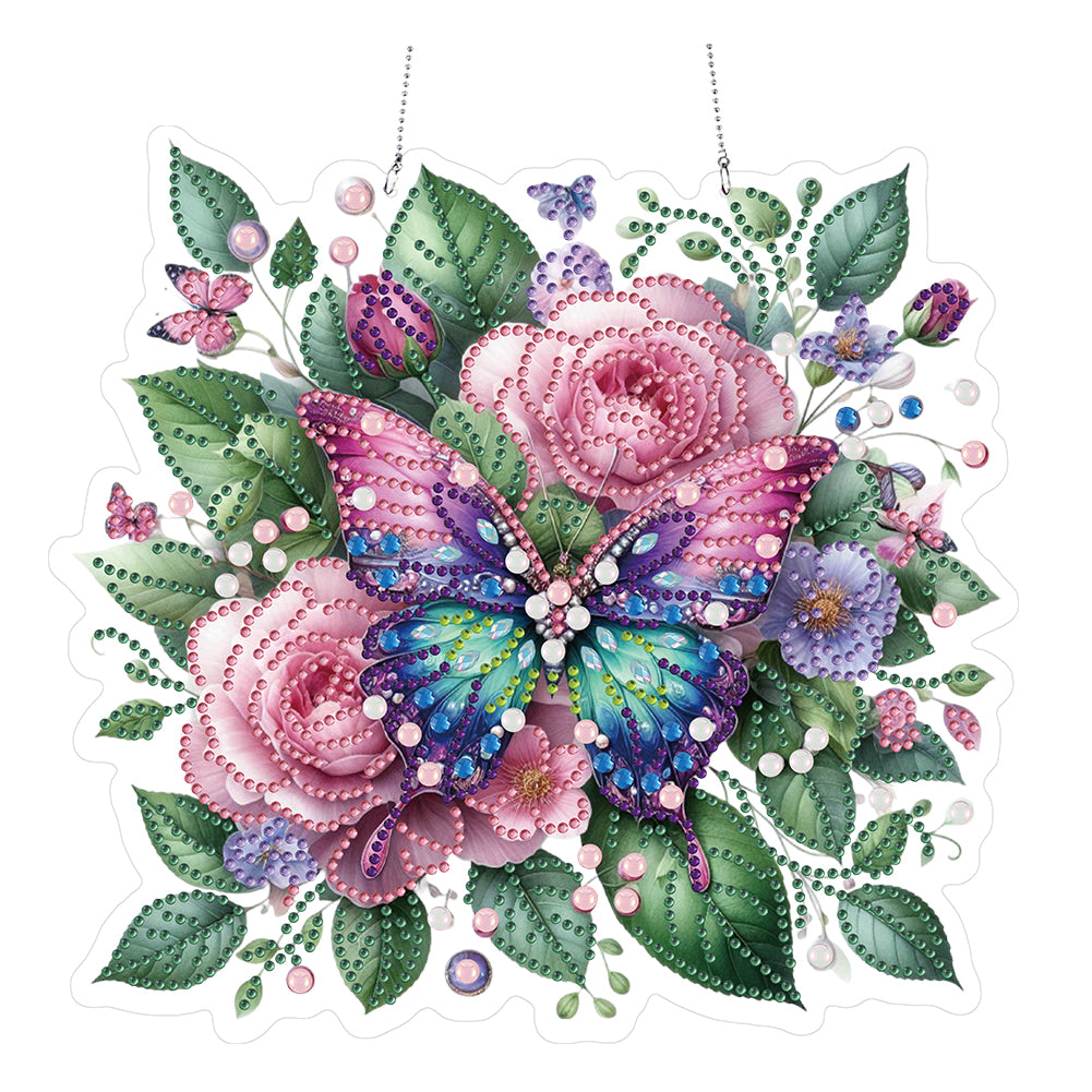 Acrylic Special Shape Butterfly Flowers DIY Diamond Painting Hanging Pendants