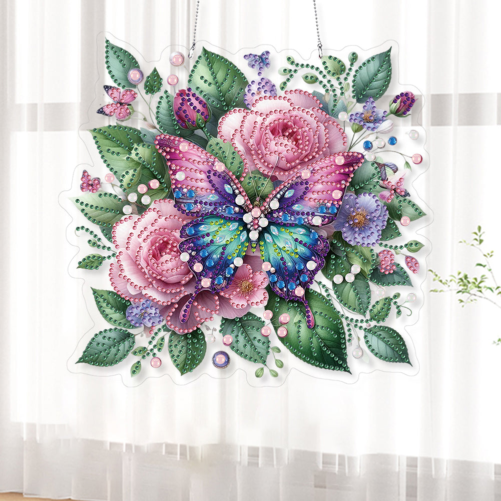 Acrylic Special Shape Butterfly Flowers DIY Diamond Painting Hanging Pendants