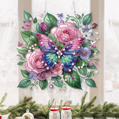 Acrylic Special Shape Butterfly Flowers DIY Diamond Painting Hanging Pendants