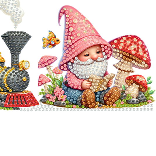 Gnome Train House Diamond Painting Art Door Right Angle Sign for Home Decor