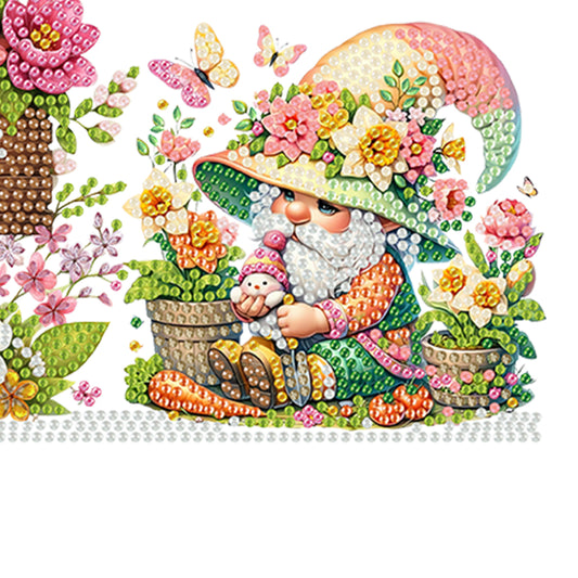 Spring Garden Gnome Diamond Painting Art Door Right Angle Sign for Home Decor