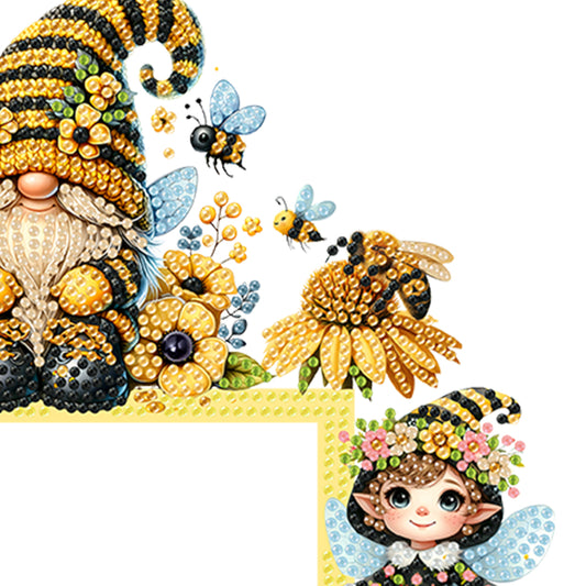 Spring Bee Gnome Diamond Painting Art Door Right Angle Sign for Home Decor