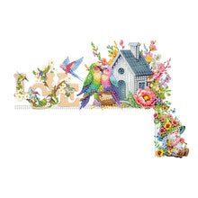 Load image into Gallery viewer, Flower And Bird House Diamond Painting Art Door Right Angle Sign for Home Decor
