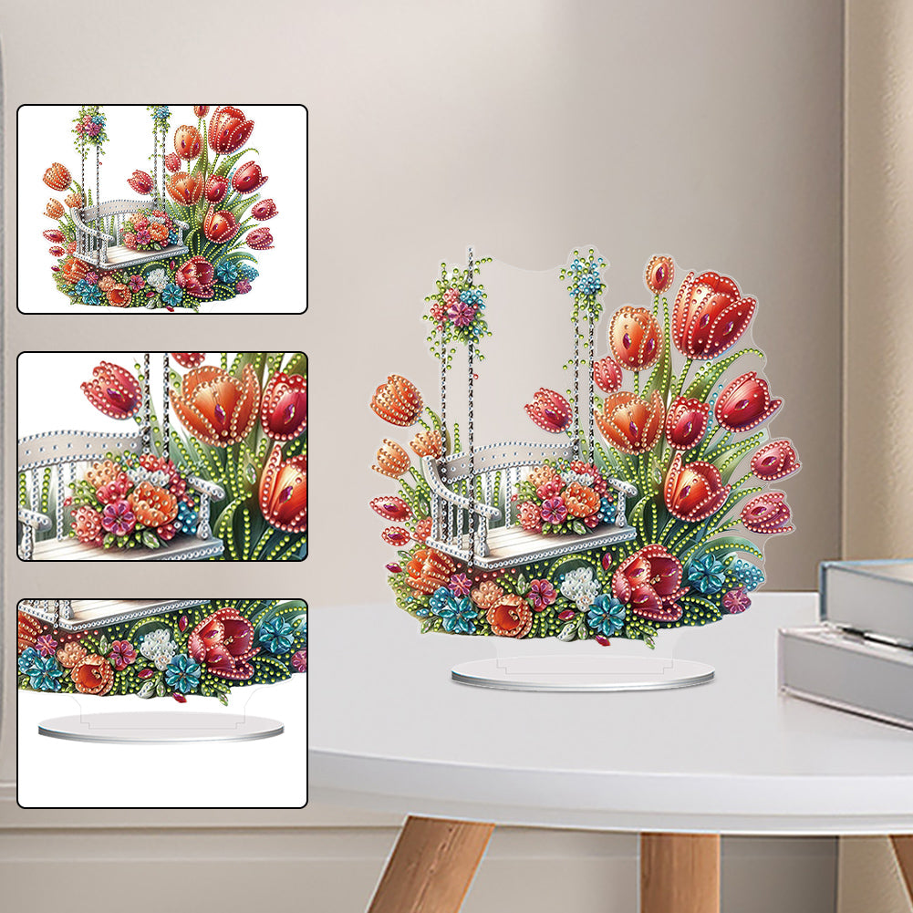 Acrylic Special Shape Flower Candle Desktop Diamond Art Kits Bedroom Table Decor
