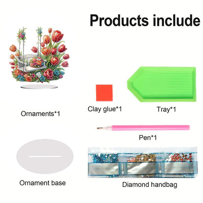 Acrylic Special Shape Flower Candle Desktop Diamond Art Kits Bedroom Table Decor