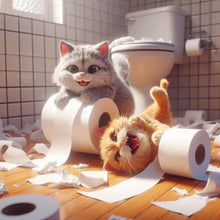 Load image into Gallery viewer, Diamond Painting - Full Round - Two cats playing (40*40CM)
