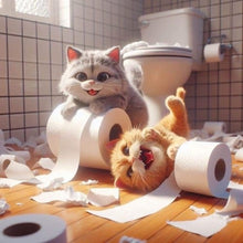 Load image into Gallery viewer, Diamond Painting - Full Round - Two cats playing (40*40CM)
