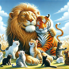 Load image into Gallery viewer, Diamond Painting - Full Round - Lion tiger cat (40*40CM)
