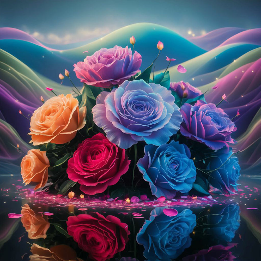 Diamond Painting - Full Round - Colorful rose (30*30CM)
