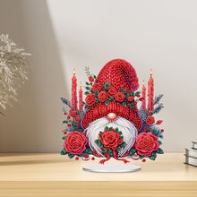 Load image into Gallery viewer, Acrylic Special Shape Red Rose Gnome Diamond Painting Desktop Ornaments
