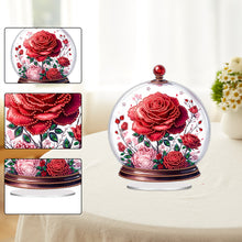 Load image into Gallery viewer, Acrylic Special Shape Glass Covered Red Rose Diamond Painting Desktop Ornaments
