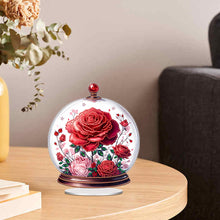 Load image into Gallery viewer, Acrylic Special Shape Glass Covered Red Rose Diamond Painting Desktop Ornaments
