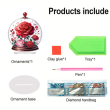 Load image into Gallery viewer, Acrylic Special Shape Glass Covered Red Rose Diamond Painting Desktop Ornaments
