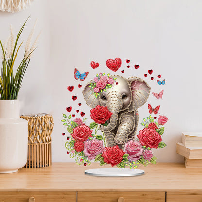 Acrylic Special Shape Rose Elephant Diamond Painting Desktop Ornaments