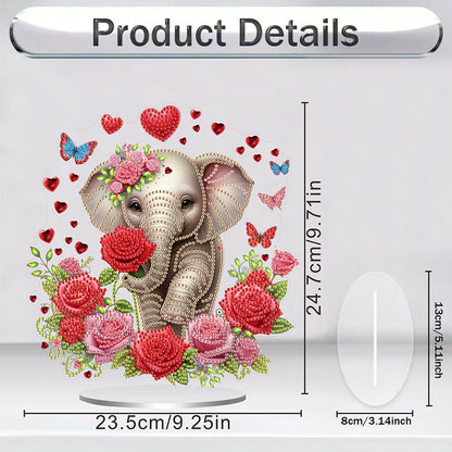 Acrylic Special Shape Rose Elephant Diamond Painting Desktop Ornaments