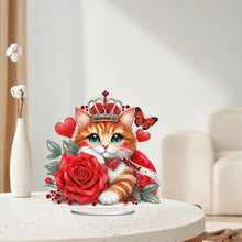 Load image into Gallery viewer, Acrylic Special Shape Red Rose Cat Diamond Painting Desktop Ornaments for Home
