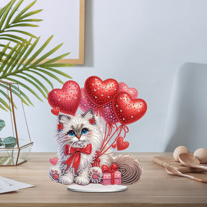 Acrylic Special Shape Cat Love Balloon Diamond Painting Desktop Ornaments