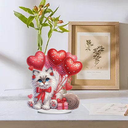 Acrylic Special Shape Cat Love Balloon Diamond Painting Desktop Ornaments