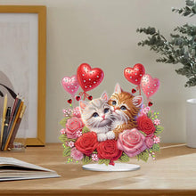 Load image into Gallery viewer, Acrylic Special Shape Hugging Cat Diamond Painting Desktop Ornaments for Adults
