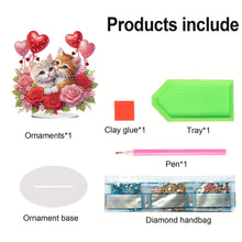 Load image into Gallery viewer, Acrylic Special Shape Hugging Cat Diamond Painting Desktop Ornaments for Adults
