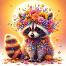 Load image into Gallery viewer, AB Diamond Painting - Full Round - Sunset flower raccoon (30*30CM)
