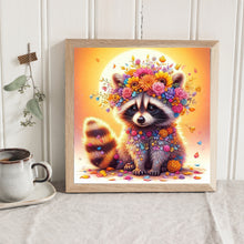 Load image into Gallery viewer, AB Diamond Painting - Full Round - Sunset flower raccoon (30*30CM)
