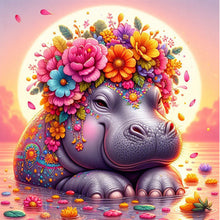 Load image into Gallery viewer, AB Diamond Painting - Full Round - Sunset flower hippopotamus (30*30CM)
