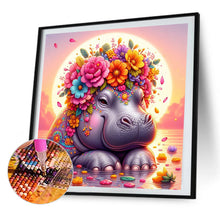 Load image into Gallery viewer, AB Diamond Painting - Full Round - Sunset flower hippopotamus (30*30CM)
