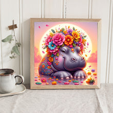 Load image into Gallery viewer, AB Diamond Painting - Full Round - Sunset flower hippopotamus (30*30CM)
