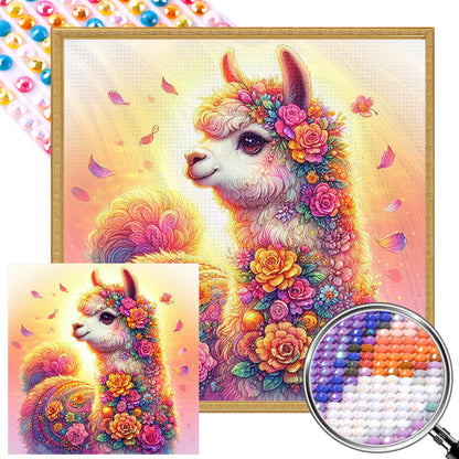 AB Diamond Painting - Full Round - Sunset flower alpaca (30*30CM)