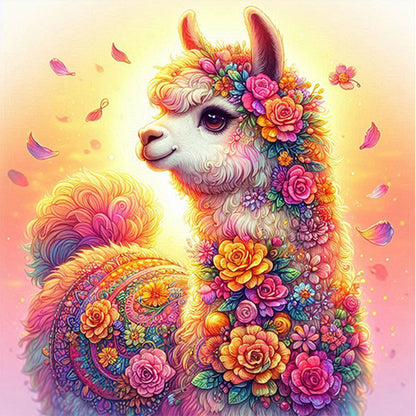 AB Diamond Painting - Full Round - Sunset flower alpaca (30*30CM)