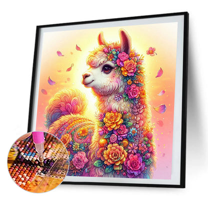 AB Diamond Painting - Full Round - Sunset flower alpaca (30*30CM)