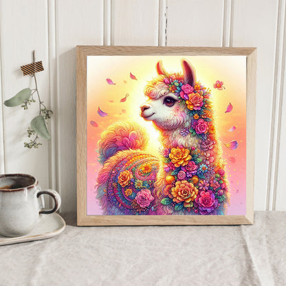 AB Diamond Painting - Full Round - Sunset flower alpaca (30*30CM)