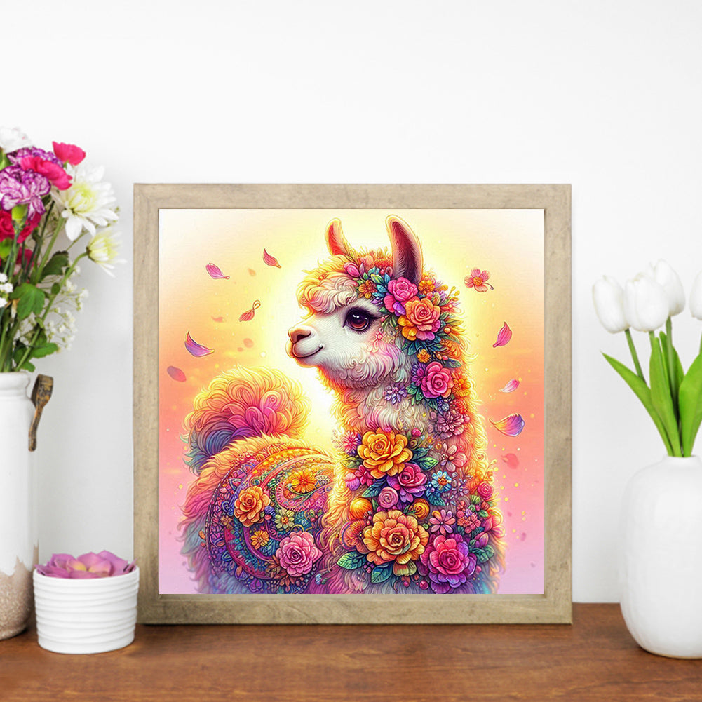AB Diamond Painting - Full Round - Sunset flower alpaca (30*30CM)