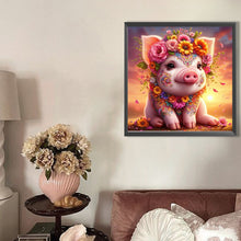 Load image into Gallery viewer, AB Diamond Painting - Full Round - Sunset flower pig (30*30CM)
