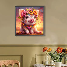 Load image into Gallery viewer, AB Diamond Painting - Full Round - Sunset flower pig (30*30CM)
