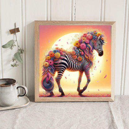 AB Diamond Painting - Full Round - Sunset flower zebra (30*30CM)