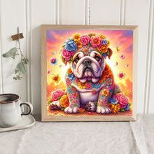Load image into Gallery viewer, AB Diamond Painting - Full Round - Sunset flower fighting dog (30*30CM)
