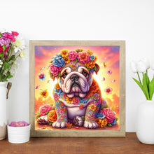 Load image into Gallery viewer, AB Diamond Painting - Full Round - Sunset flower fighting dog (30*30CM)
