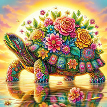 Load image into Gallery viewer, AB Diamond Painting - Full Round - Sunset flower turtle (30*30CM)
