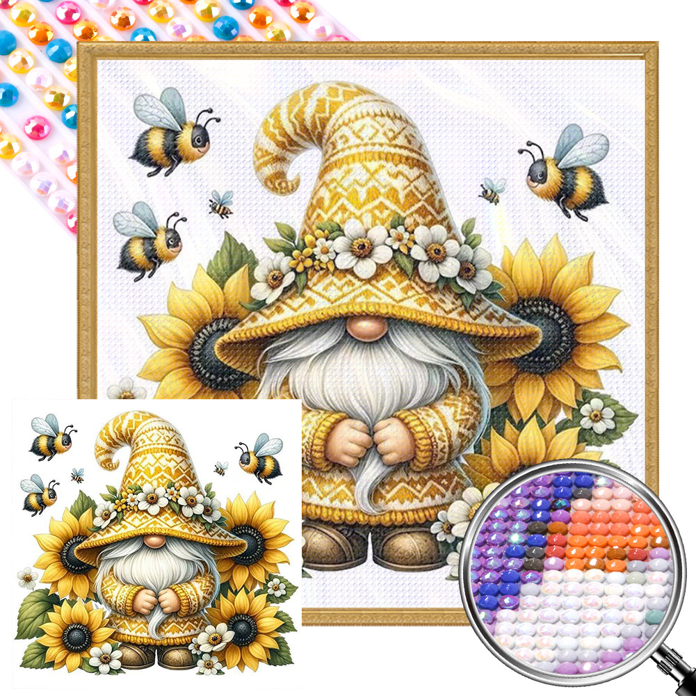AB Diamond Painting - Full Round - Sunflower bee gnome (30*30CM)
