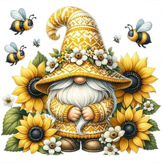 AB Diamond Painting - Full Round - Sunflower bee gnome (30*30CM)
