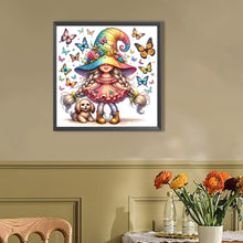 Load image into Gallery viewer, AB Diamond Painting - Full Round - Butterfly dog ??pigtail gnome girl (30*30CM)
